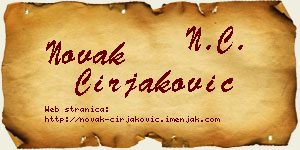 Novak Ćirjaković vizit kartica